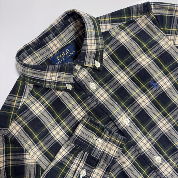 Polo Ralph Lauren Other - Polo Ralph Lauren Boys Green Plaid Brushed Oxford Button-Down Shirt Size 7